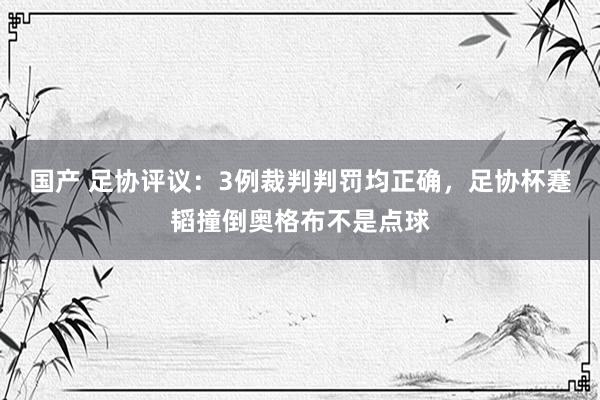 国产 足协评议：3例裁判判罚均正确，足协杯蹇韬撞倒奥格布不是点球